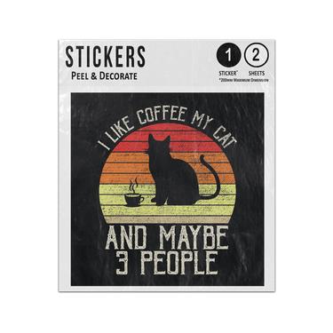 Picture of I Like Coffee My Cat And Maybe 3 People Silhouettes Vintage Drawing Sticker Sheets Twin Pack