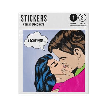 Picture of I Love You Speech Bubble Man Kissing Woman Pop Art Style Sticker Sheets Twin Pack