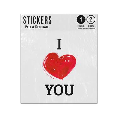 Picture of I Love You With Red Heart In Watercolor Style Sticker Sheets Twin Pack