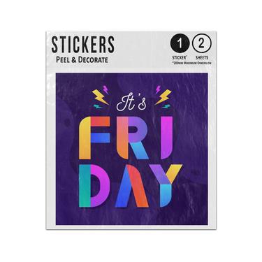 Picture of Its Friday Fri Day Creative Lettering Modern Design Rainbow Colours Sticker Sheets Twin Pack
