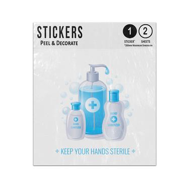 Picture of Keep Your Hands Sterile Sanitiser Medication Bottles Soap Bubbles Sticker Sheets Twin Pack