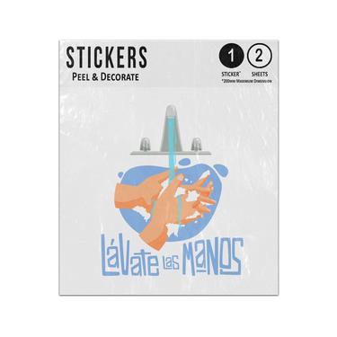 Picture of Lavate Las Manos Spanish Wash Your Hands Illustration Sticker Sheets Twin Pack