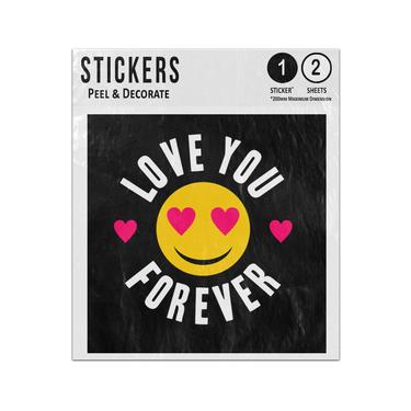 Picture of Love You Forever Phrase Smiley Face Red Love Heart Eyes Emoji Sticker Sheets Twin Pack