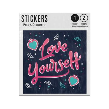 Picture of Love Yourself Lettering Message With Hearts Leaves Doodles Sticker Sheets Twin Pack
