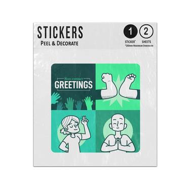 Picture of Non Contact Contactless Greetings Bump Wave Nod Signal Namaste Frame Sticker Sheets Twin Pack