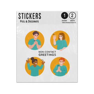 Picture of Non Contact Contactless Greetings Medical People Illustrations Sticker Sheets Twin Pack