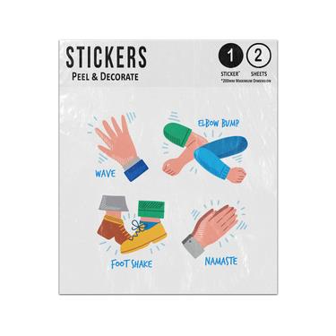 Picture of Non Contact Contactless Greetings Wave Elbow Bump Foot Shake Namaste Sticker Sheets Twin Pack