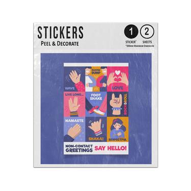Picture of Non Contact Greeting Infographic Say Hello Messages Illustrations Sticker Sheets Twin Pack