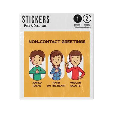 Picture of Non Contact Greetings Joined Palms Hand On Heart Vulcan Salute Sticker Sheets Twin Pack