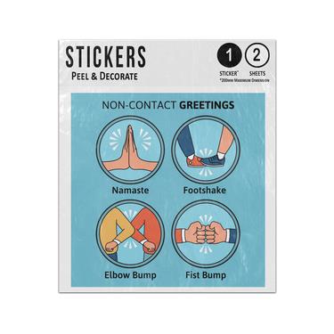 Picture of Non Contact Greetings Namaste Footshake Elbow Bump Fist Bump Sticker Sheets Twin Pack
