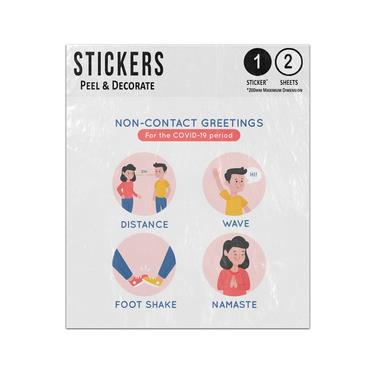 Picture of Non Contact Greetings Wave Foot Shake Namaste Illustrations Sticker Sheets Twin Pack