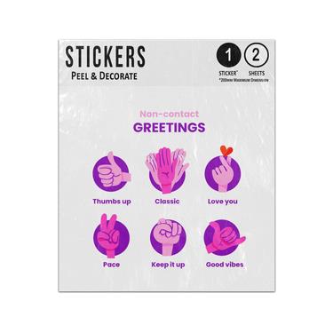 Picture of Non Contact No Touch Greetings Wave Thumbs Up Good Vibes Love You Sticker Sheets Twin Pack