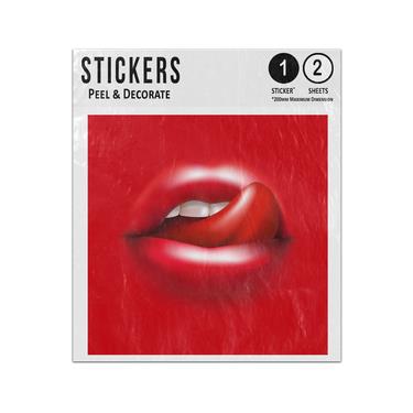Picture of Open Mouth With Tongue Licking Lips Desire Body Language Close Up Sticker Sheets Twin Pack