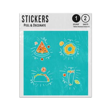 Picture of Pizza Donut Taco Wrap Hand Drawn Food Doodles Sticker Sheets Twin Pack