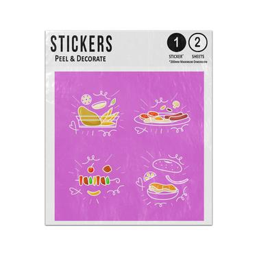 Picture of Potato Fries Cooked Breakfast Kebab Burger Hand Drawn Food Doodles Sticker Sheets Twin Pack