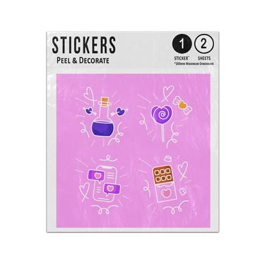 Picture of Potion Balloon Chocolate Text Messages Hand Drawn Love Doodles Sticker Sheets Twin Pack