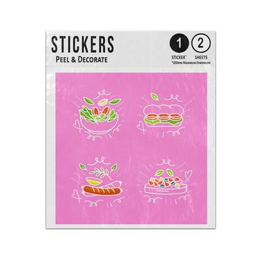 Picture of Salad Sanwich Sausage Steak Hand Drawn Food Doodles Sticker Sheets Twin Pack