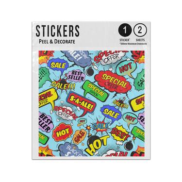 Picture of Sale Hot Best Seller Hot Shopping Speech Bubbles Pop Art Style Sticker Sheets Twin Pack