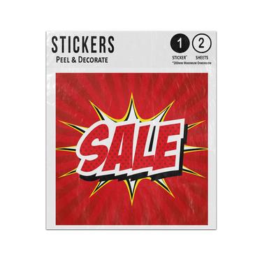 Picture of Sale Message Typography Lettering Red Rays Pop Art Style Sticker Sheets Twin Pack