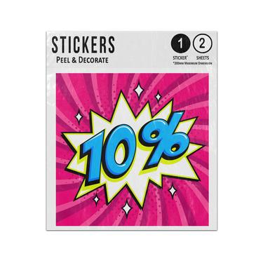 Picture of Sale Ten Percent Off Explosion Bubble Rays Pop Art Style Sticker Sheets Twin Pack