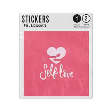 Picture of Self Love Handwriting Message Pink Heart Hands Holding Illustration Sticker Sheets Twin Pack