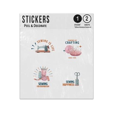 Picture of Sewing Is Life Crafting Happiness Quotes Machine Bobbins Wool Sticker Sheets Twin Pack