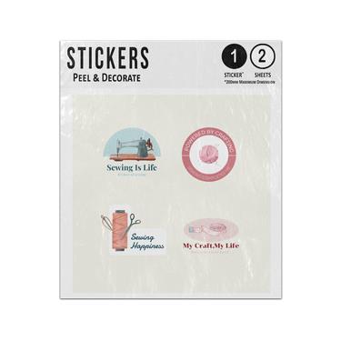 Picture of Sewing Is Life Happiness My Craft Quotes Needle Scissors Machine Sticker Sheets Twin Pack