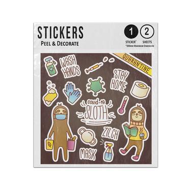 Picture of Sloth Guide To Virus Pandemic Wash Hands Stay Home Mask Doodles Sticker Sheets Twin Pack