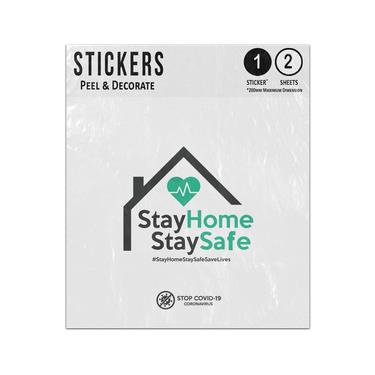 Picture of Stay Home Stay Safe Green Heart Beat Life Stayhomestaysafesavelives Sticker Sheets Twin Pack