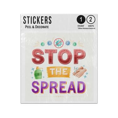 Picture of Stop The Spread Message Virus Sanitiser Hands Washing Illustration Sticker Sheets Twin Pack