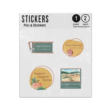 Picture of Support Organic Farms Grow Naturally Farming Illustrations Sticker Sheets Twin Pack