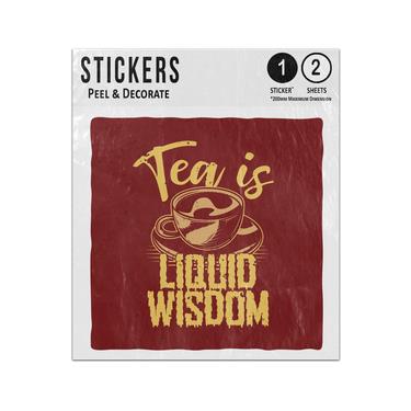 Picture of Tea Is A Liquid Wisdom Quote Hot Tea Cup And Saucer Illustration Sticker Sheets Twin Pack
