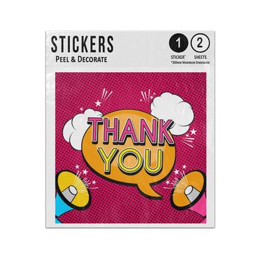 Picture of Thank You Speech Bubble Megaphones Comic Style Sticker Sheets Twin Pack