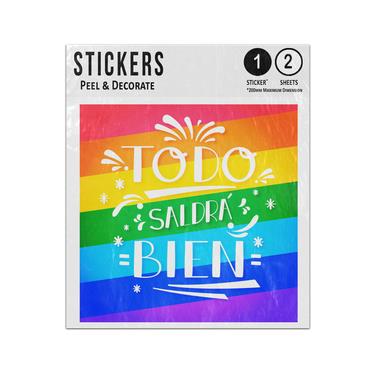 Picture of Todo Saldra Bien Spanish Everything Will Be Ok Rainbow Background Sticker Sheets Twin Pack