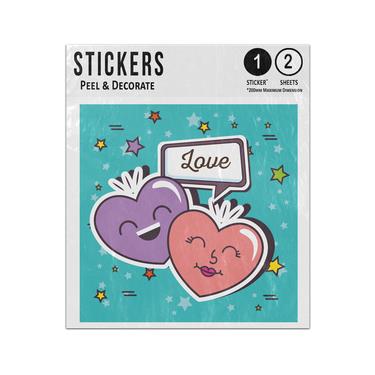 Picture of Two Smiling Hearts Love Speech Bubble Star Doodles Sticker Sheets Twin Pack
