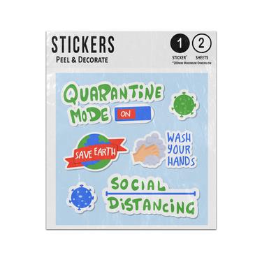 Picture of Virus Prevention Messages Save Earth Wash Hands Social Distancing Sticker Sheets Twin Pack