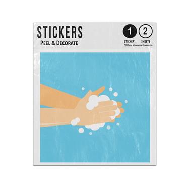 Picture of Washing Hands With Soap Lather Bubbles Illustration Sticker Sheets Twin Pack