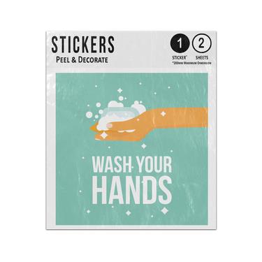 Picture of Wash Your Hands Holding Soap Sparkling Bubbles Clean Illustration Sticker Sheets Twin Pack