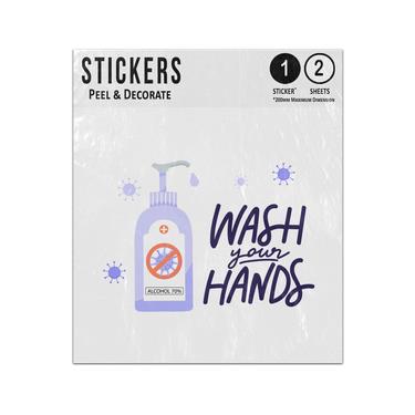 Picture of Wash Your Hands Message Sanitiser Bottle Virus Doodles Sticker Sheets Twin Pack