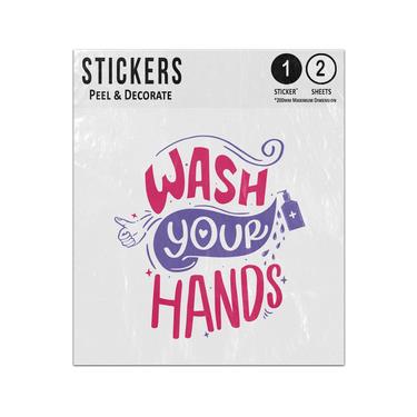 Picture of Wash Your Hands Phrase Message Hand Thumbs Up Sanitiser Bottle Sticker Sheets Twin Pack