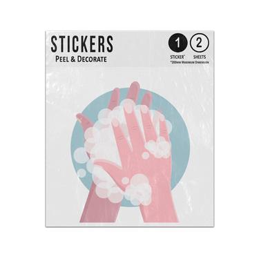 Picture of Wash Your Hands Soapy Foaming Bubbles Rub Together Illustration Sticker Sheets Twin Pack
