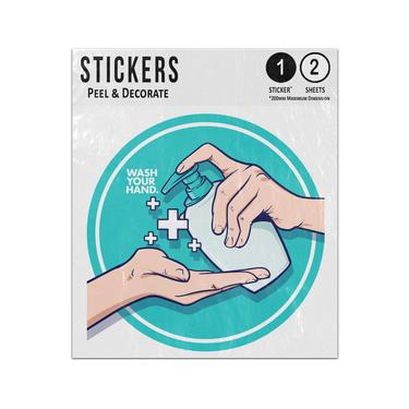 Picture of Wash Your Hands Squirt Hand Sanitiser Prevent Virus Illustration Sticker Sheets Twin Pack