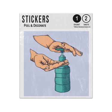 Picture of Wash Your Hands With Sanitiser Sketch Illustration Sticker Sheets Twin Pack