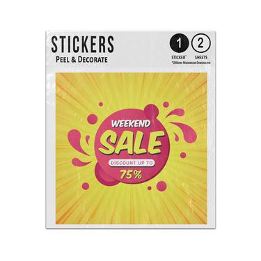 Picture of Weekend Sale Discount Up To 75 Percent Banner Sun Rays Background Sticker Sheets Twin Pack