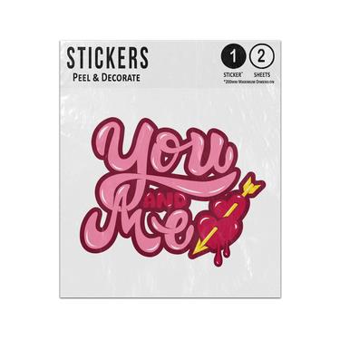 Picture of You And Me Hand Writing Lettering Two Red Hearts With Gold Arrow Sticker Sheets Twin Pack