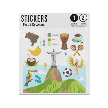 Picture of Brazil Rio Symbols Culture Monuments Holiday Flag Sticker Sheets Twin Pack