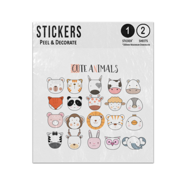 Picture of Cartoon Animal Icons Set Sticker Sheets Twin Pack