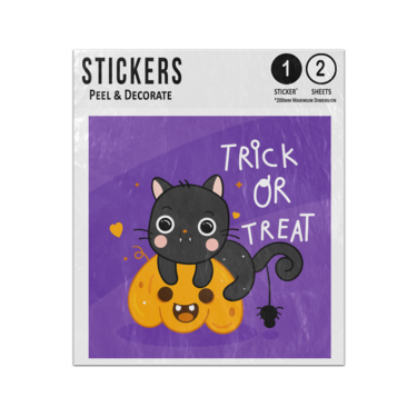 Picture of Cute Halloween Cat Spider Pumpkin Cartoon Trick Or Treat Sticker Sheets Twin Pack