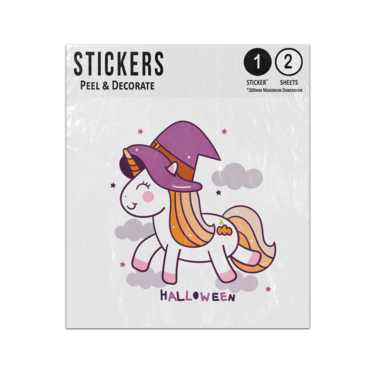 Picture of Cute Unicorn Halloween Wearing Witches Hat Sticker Sheets Twin Pack