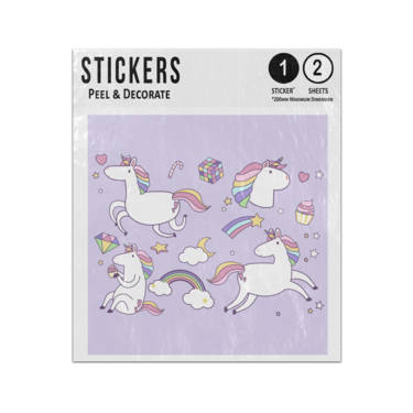 Picture of Cute Unicorns With Magic Elements Sticker Sheets Twin Pack